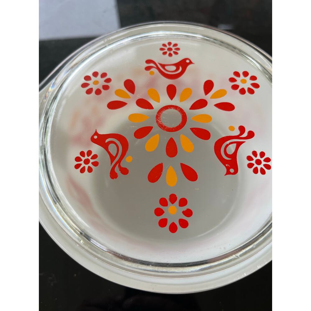 Vintage Pyrex Red Bird Covered 1 QT. Casserole # 473 Dish - Picture 3 of 5